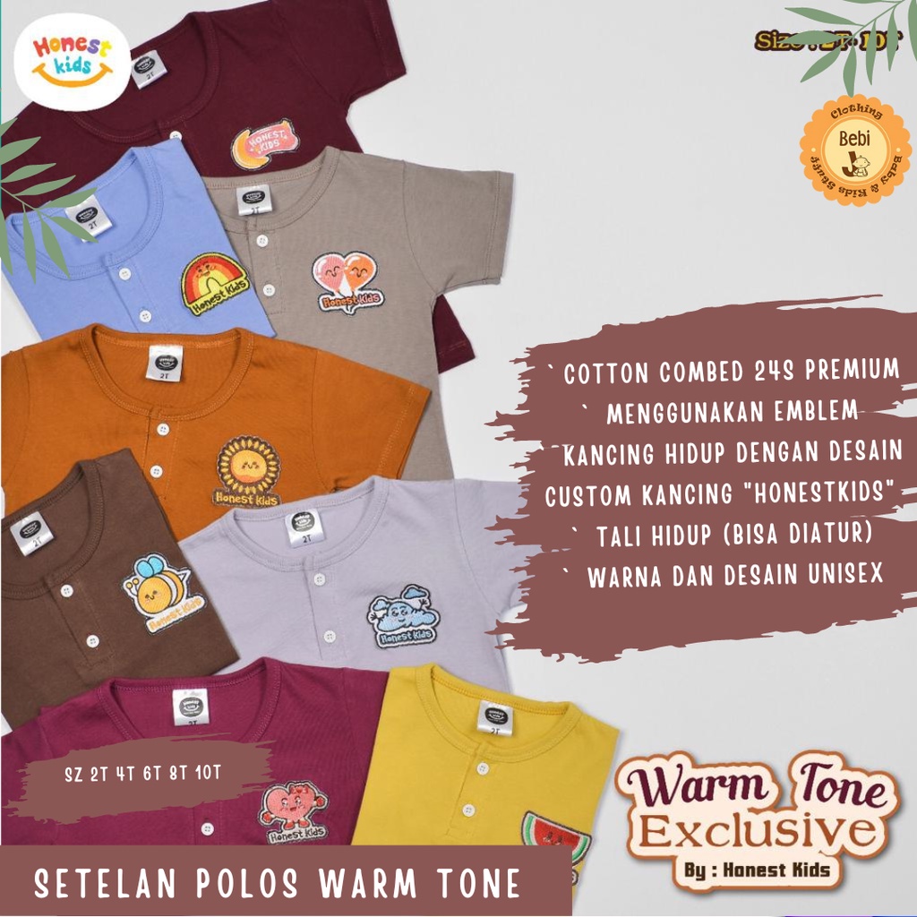 SETELAN ANAK UNISEX WARM TONE POLOS LAKI LAKI PEREMPUAN SANTAI SZ 2-10TH
