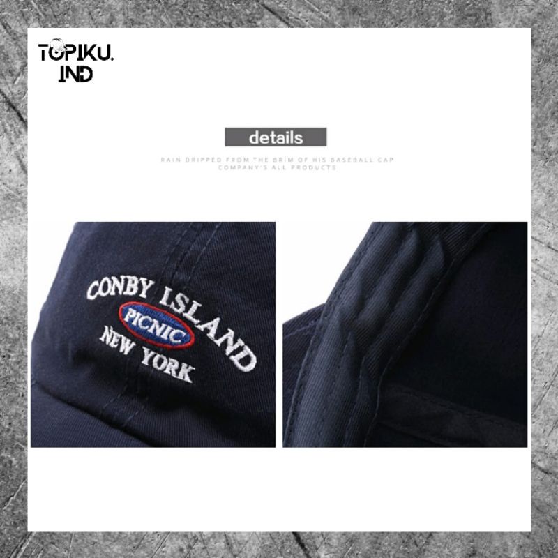 Topi Conby Island - Topi Baseball Logo Conby Island New York Topi Pria Wanita Unisex Distro .