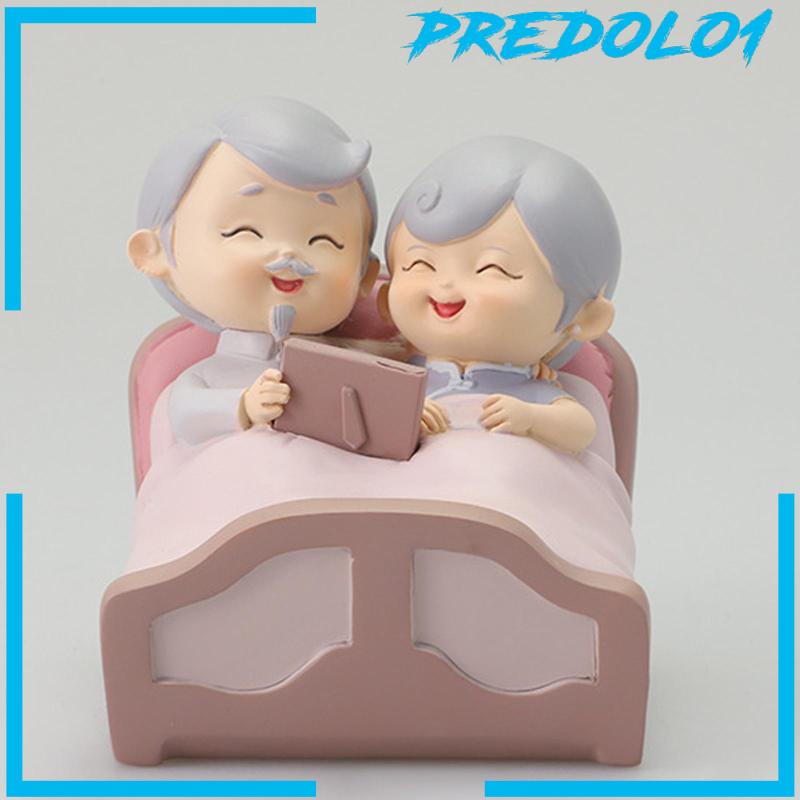 [Predolo1] Ornamen Pasangan Resin Patung Nenek Kakek Untuk Dekorasi Indoor Outdoor