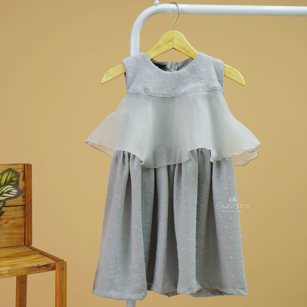 Saoirse's Arsy Dress - Gaun organza anak perempuan tanpa lengan casual pesta ulang tahun