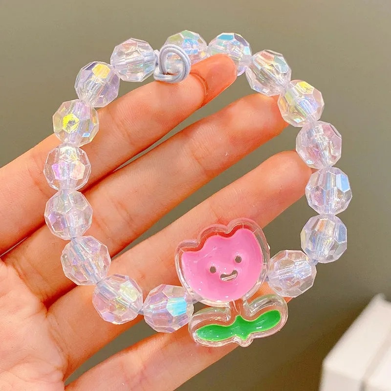 Gelang Lucu Lebah Kecil Bebek Kuning Kecil Manik-Manik Kristal Manik-Manik Karet Elastis Gelang Kepala String Bracelet