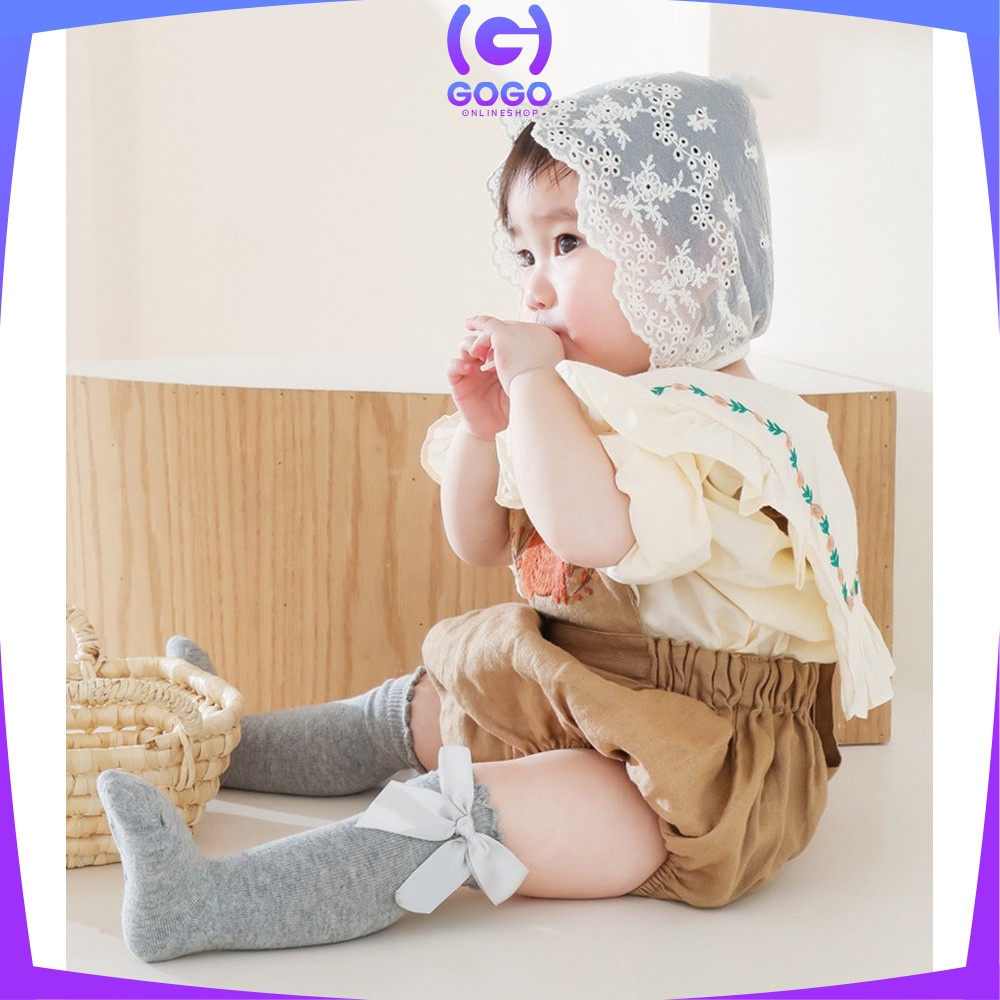 GOGO-P532 Kaos Kaki Bayi Panjang Pita Selutut / Kaus Kaki Anak Perempuan Panjang Motif Polos Anti Nyamuk