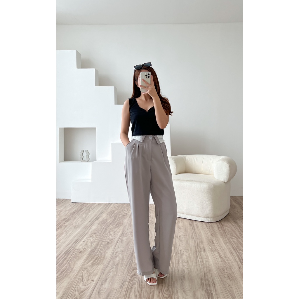 POTTIE - Cassey Collar Cullotes Pants - Long Culottes High Waist