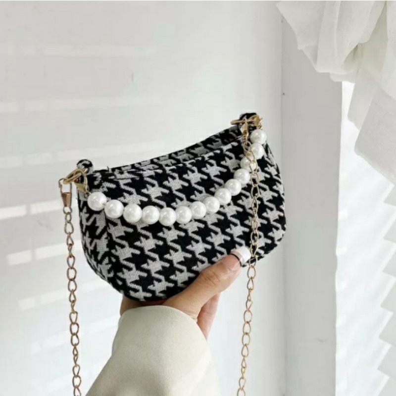 dem_sare - DS1209 MORINS Tas Wanita Shoulder Bag Tas Selempang Wanita Remaja Tali rantai mutiara