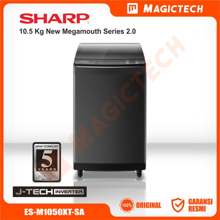 MESIN CUCI SHARP 10.5 KG (10 KG) ES-M1050XT-SA INVERTER 1 TABUNG