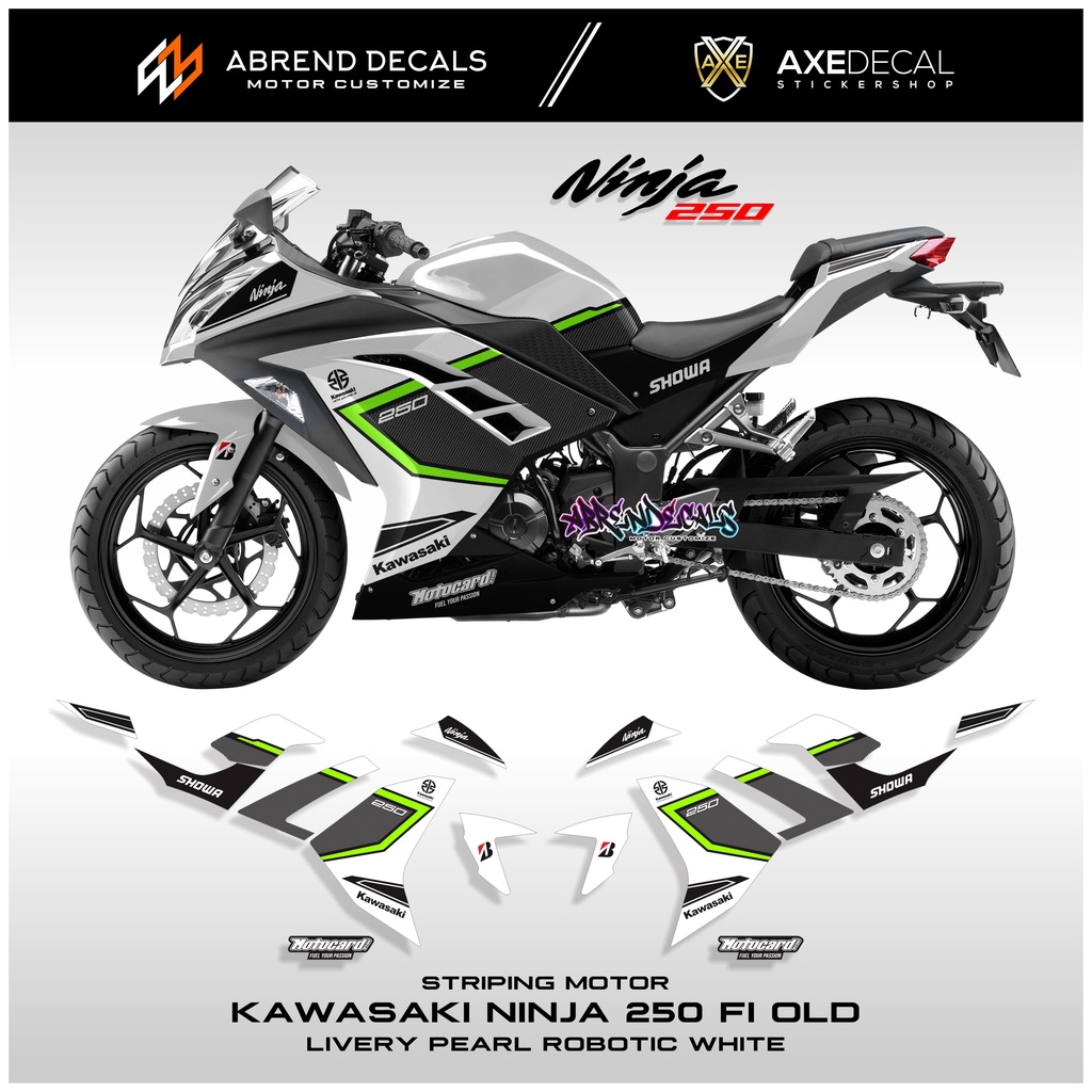 Jual STRIPING NINJA 250 FI OLD LIVERY PEARL ROBOTIC WHITE RACING