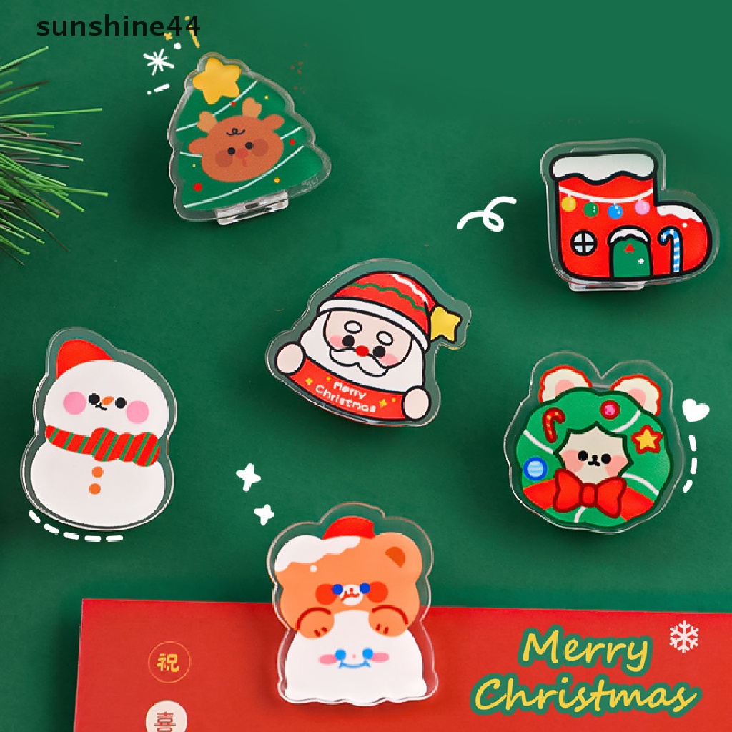 Sunshine 2/5Pcs Klip Pengikat Bookmark Dekoratif Memo Clip Photo Card Holder Natal Transparan Klip Kertas Akrilik Makanan Ringan Sealing Clip Diy Clips.