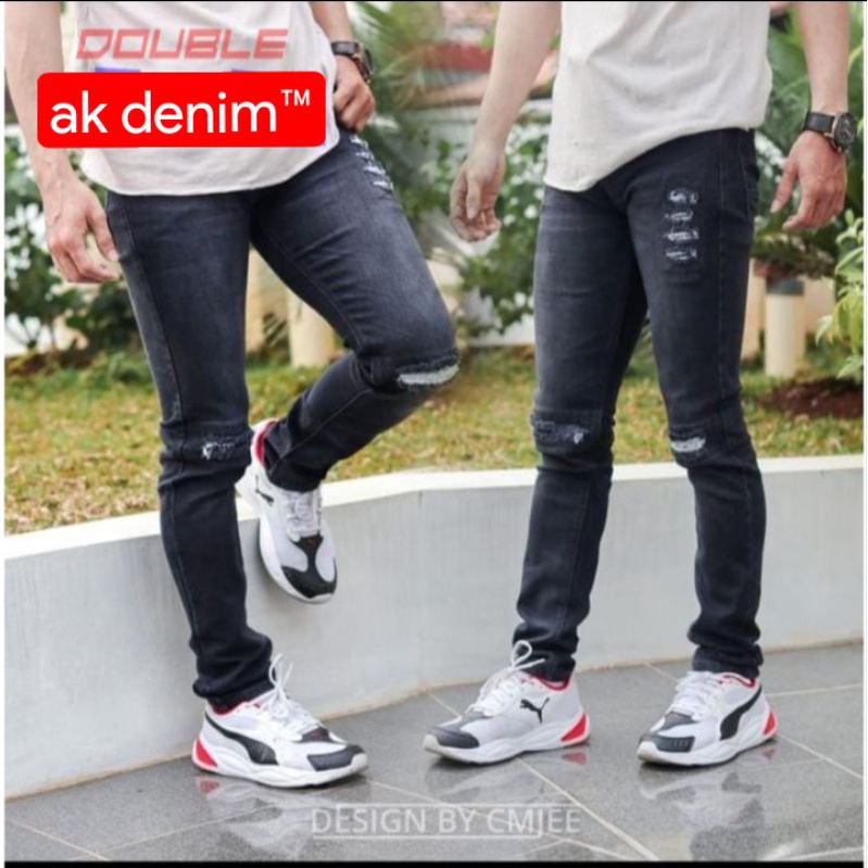 Celana Jeans Pria Bikers Jumbo SURVIVE™ Original Long Pant's Men's Knee Rips | Celana Jeans Panjang Pria Ukuran Besar | Celana Pria Sobek Lutut