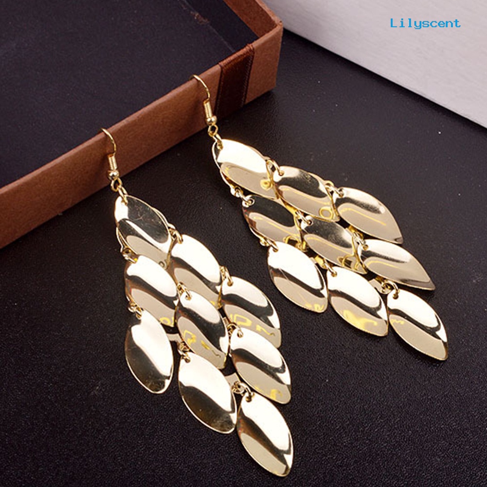 [LS] Fashion Wanita Tetesan Air Disk Pesona Panjang Menjuntai Eardrop Anting Perhiasan Hadiah