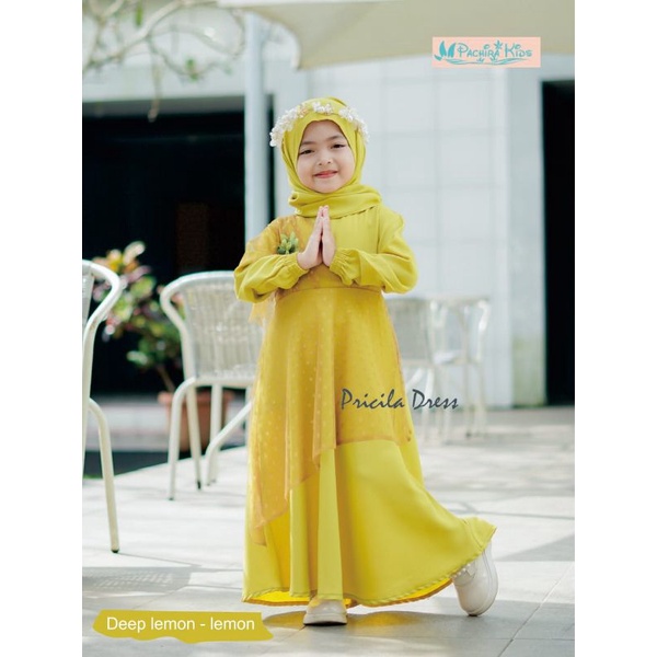 Gamis Pricilia dress by Pachira kids /dress pricilia pachira size 6-10 tahun / pricila dress pachira kids nablfashion