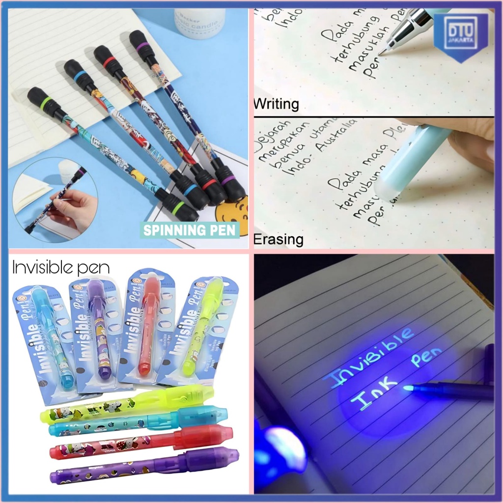 

[DTU] Invisible Pen, Spinning Pen & Pulpen Hapus Magic UV light Magic Pen Menulis Pesan Rahasia