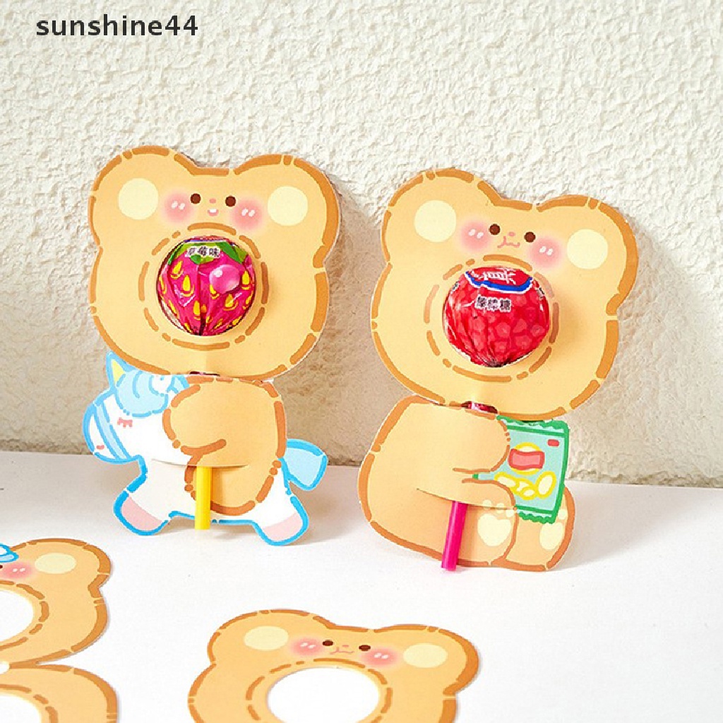 Sunshine 10Pcs Lucu Hewan Bebek Beruang Permen Lolipop Dekorasi Kartu Perlengkapan Pesta.