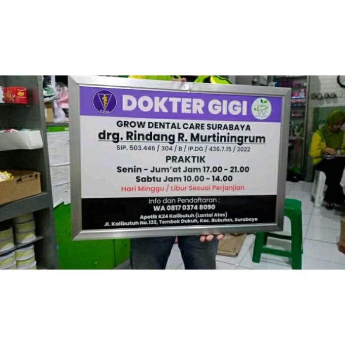 

Paja Perawat Dokter 30X45 Alumunium Praktek Ukuran Papan Lis Bidan Plang Ac