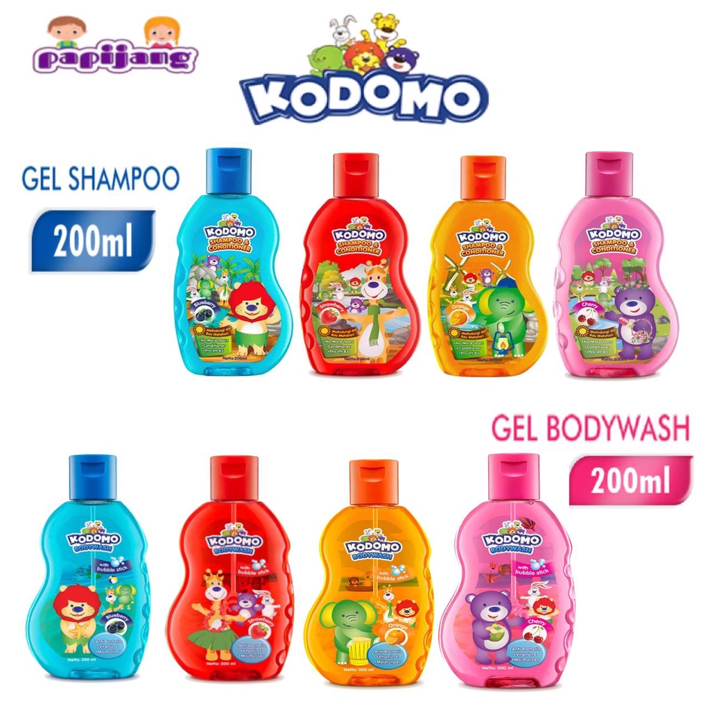 KODOMO Shampoo Conditioner dan Bodywash Sabun Mandi Anak Gel  200 ML