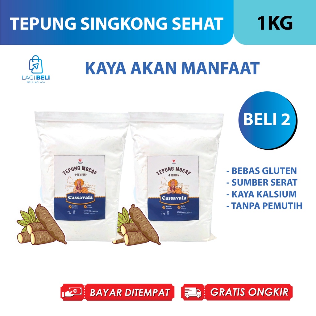 

Cassavala Tepung Mocaf - Gluten free - 1 Kg Tepung Sehat Kesehatan Asli Premium BPOM Halal Untuk Kue Bakery Cake Snack