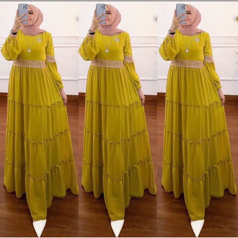 Gamis Malaysia | Danisa Dress Maxy Mix renda Dress Ceruty Baby doll Allsize Fit To L/XL Dress Busui 