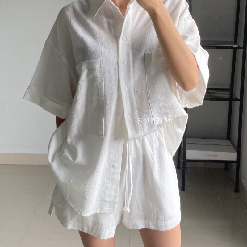 RUYI - Linen Shirt Set Premium - Setelan Wanita - Set Linen Premium