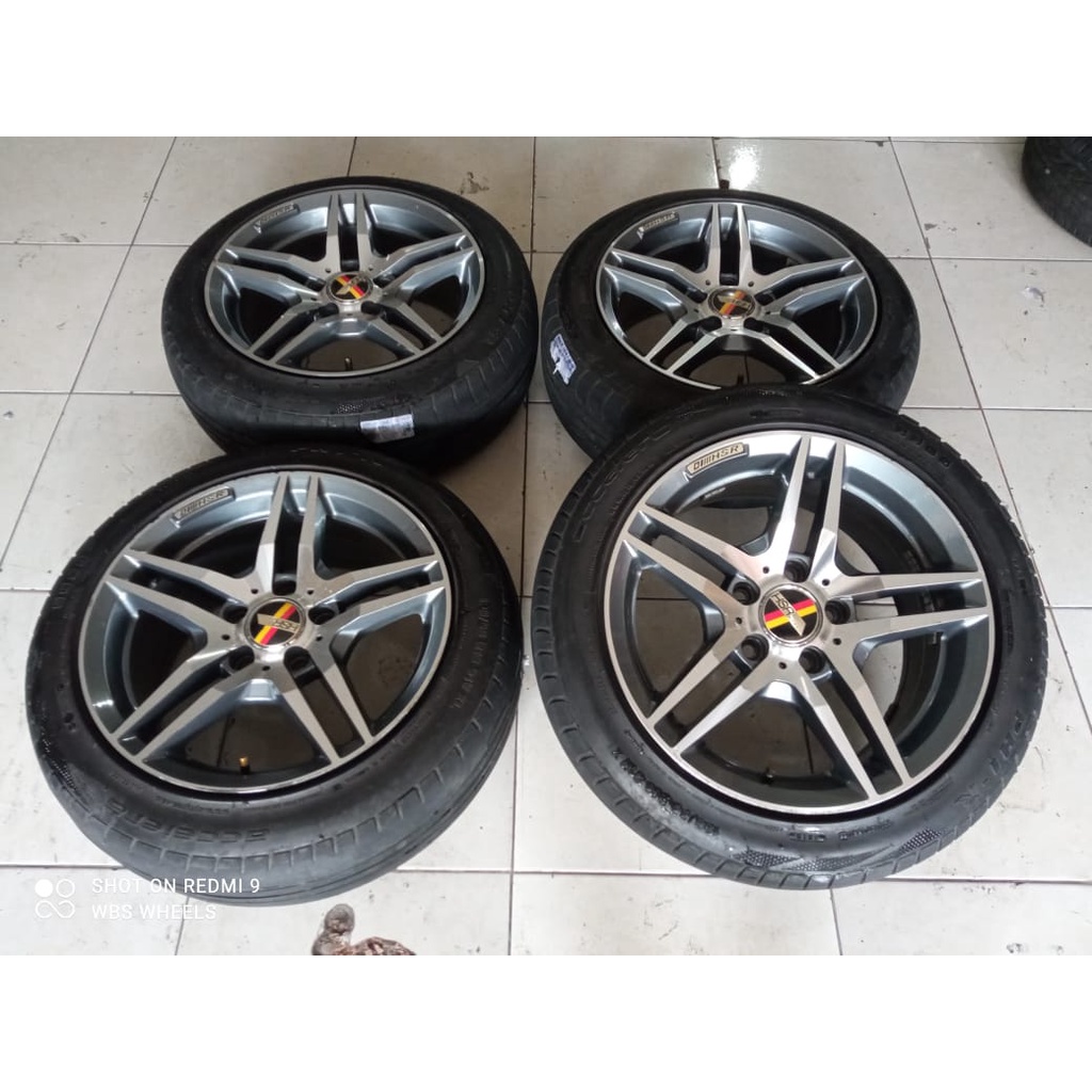 Velg Mobil Bekas Seken Ring 16 Lubang 5 BERLIN HSR R16 Lebar 7,5 ET35 BAN 195 55 R16
