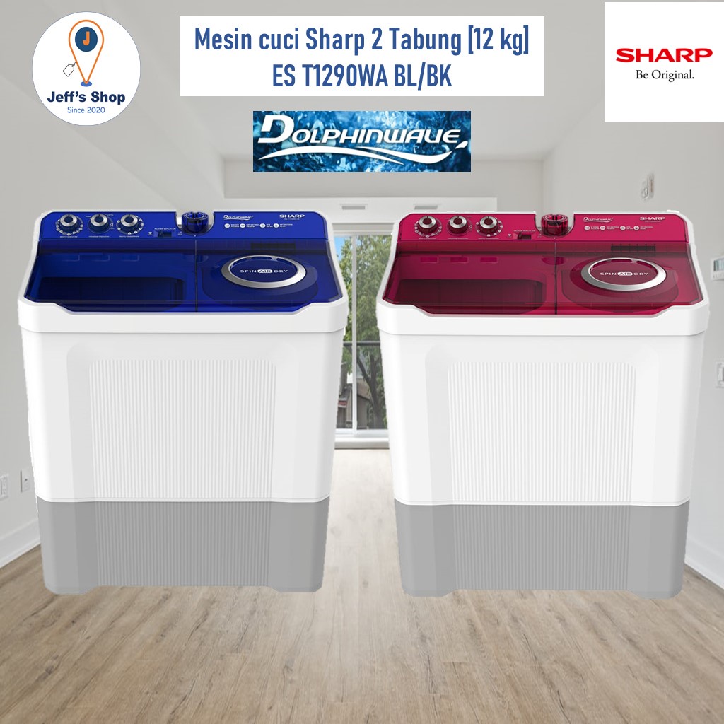 Sharp Mesin Cuci [12 Kg] [Dolphinwave Series] ES T1290WA BL/PK