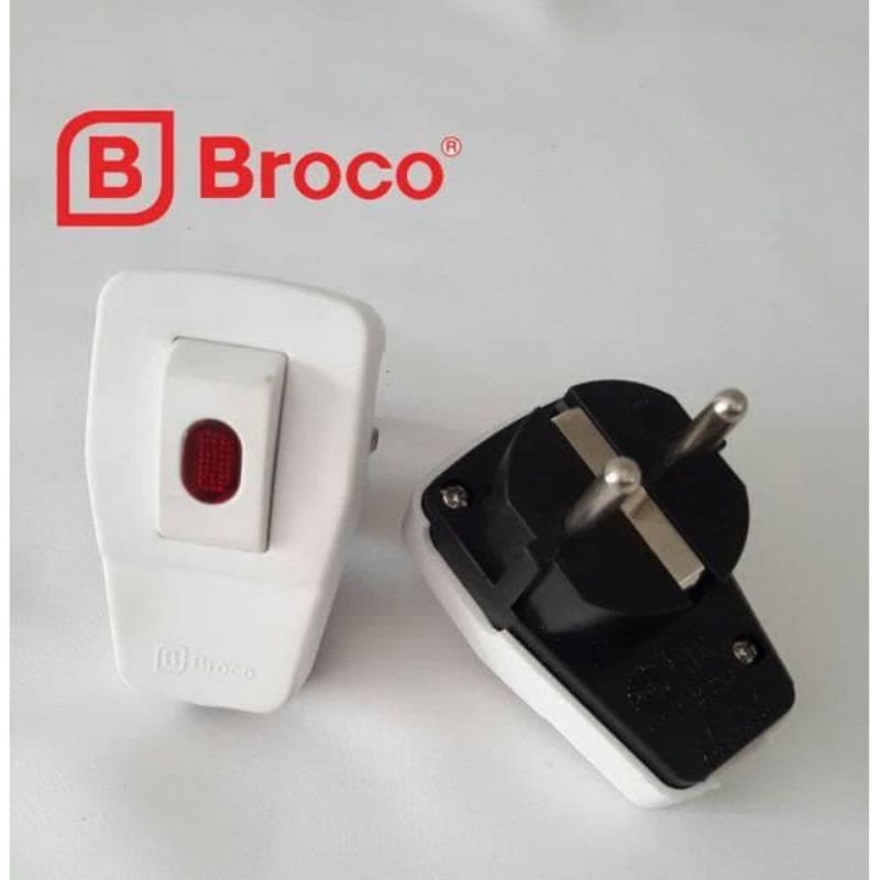 COLOKAN BROCO STEKER SAKLAR + LAMPU PUTIH 13311