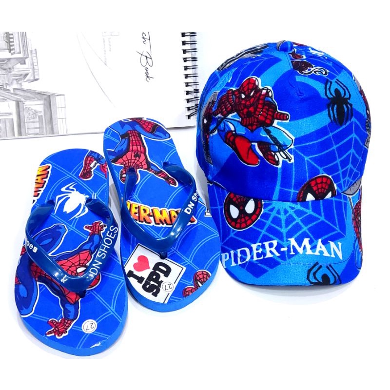 Paket Topi Anak Laki Laki Topi Anak Paket Jepit Anak Laki Lucu Karakter Spiderman Biru Navy Murah