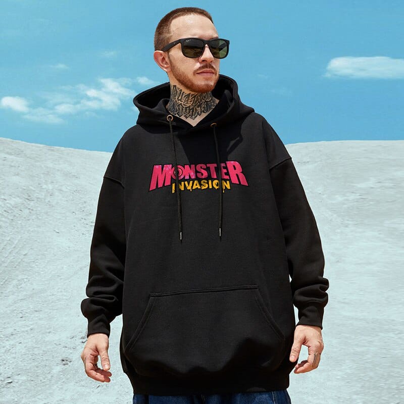Sweater Hoodie MONSTER INVASION Jumper Pria Wanita Bahan Fleece Tebal Ukuran S M L XL XXL XXXL