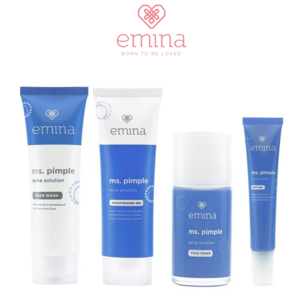 EMINA Ms Pimple Acne Solution Series | Face Wash 50ML | Moist Gel 20ML | Acne Spot | Toner