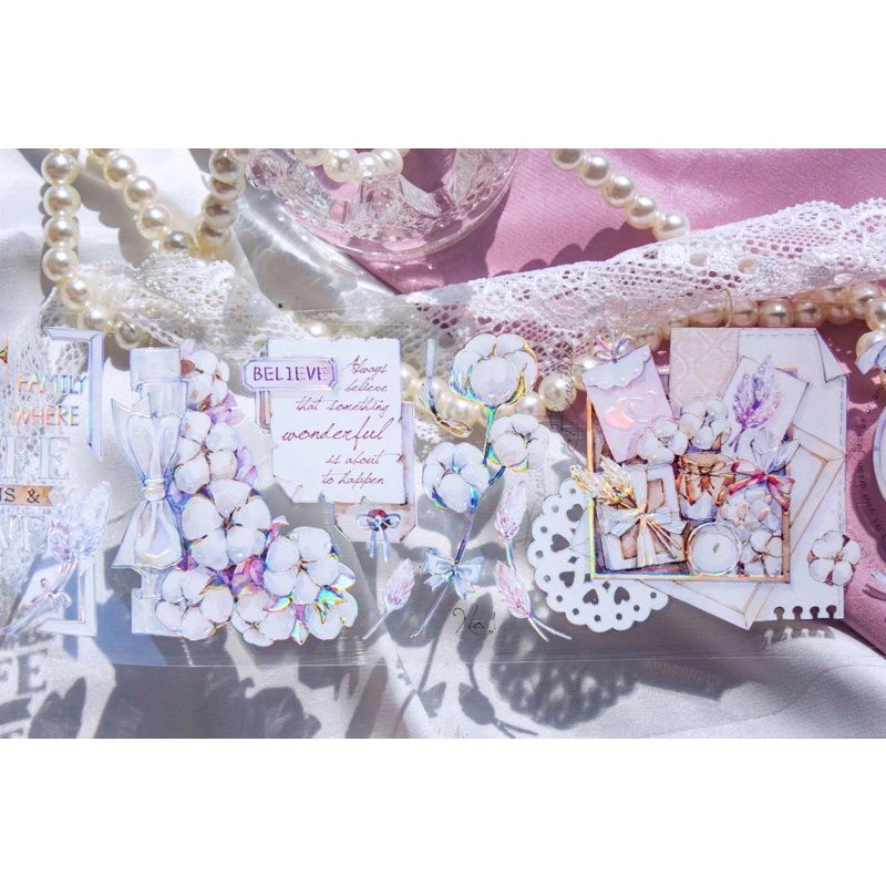 

[Sample] TimeGrid Cotton Flower Washi & PET Tape