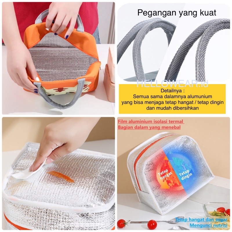 Part 2 - LUNCH BAG TAS BEKAL ALUMUNIUM TAS BENTO Cooler Bag Animal Karakter Kartun Tas Aluminium