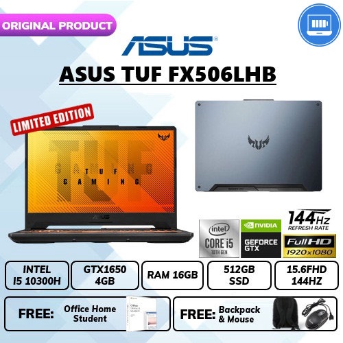 LAPTOP ASUS TUF FX506LHB GTX1650 I5 10300H LAYAR 15.6 INCH