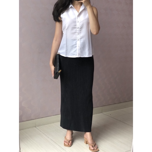 KATE PLEATED SKIRT / Rok Span Plisket Lidi Pensil Pleated Pencil Skirt