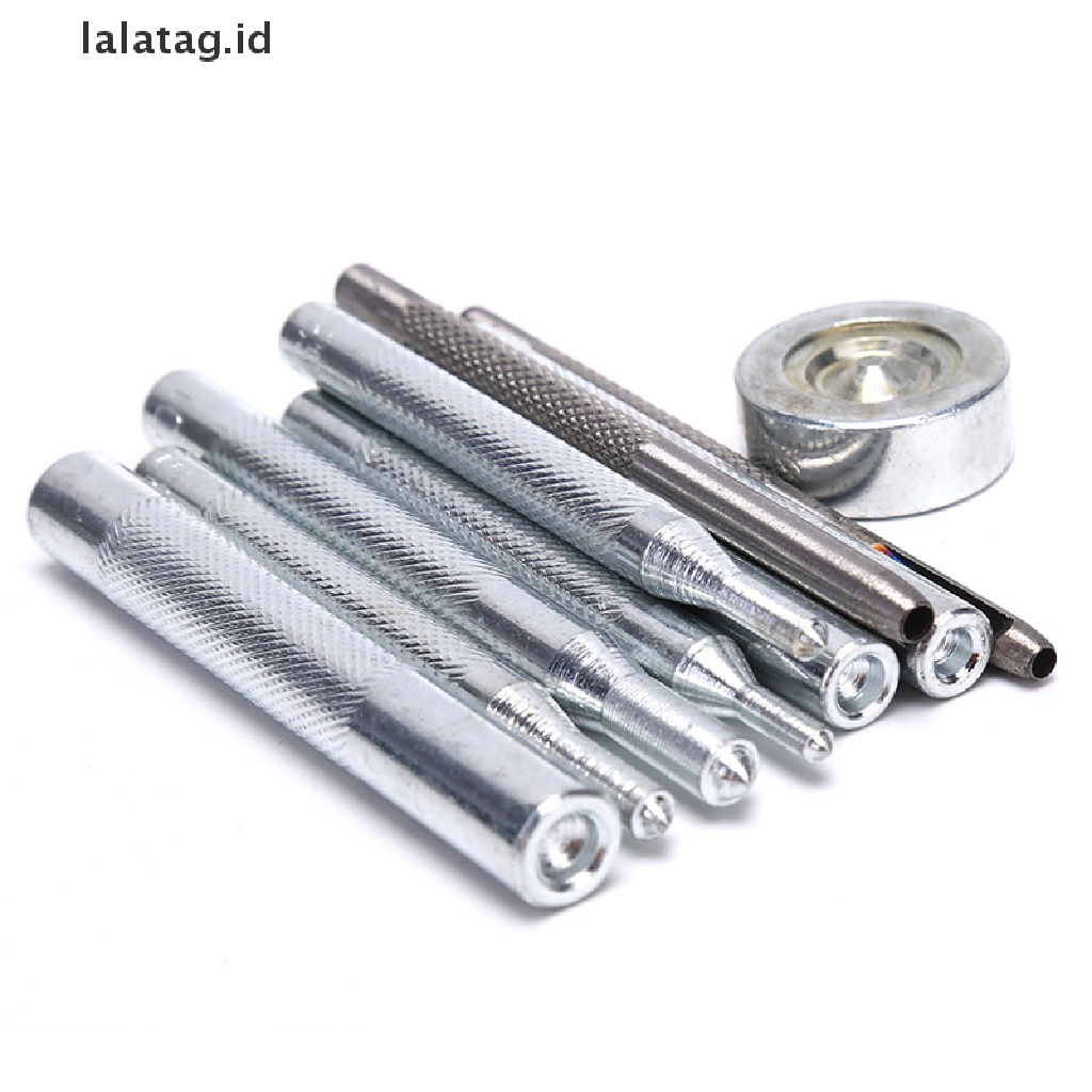 [lalatag] 11pcs/set DIY Kulit Alat Die Punch Hole Snap Rivet Button Setter Base Kit [ID]