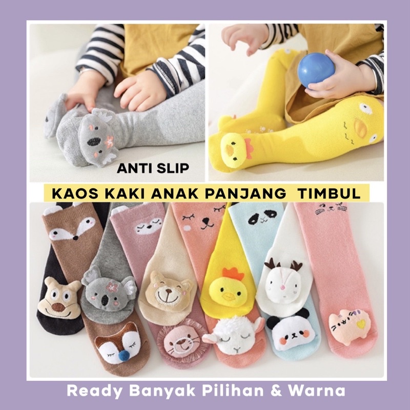 Kaos Kaki Panjang Timbul Bayi Anti Slip Lucu / Kaus Kaki Bayi antislip timbul / Kaos Kaki Anak timbul karakter Kids Socks Baby Sock cartoon prewalker shoes