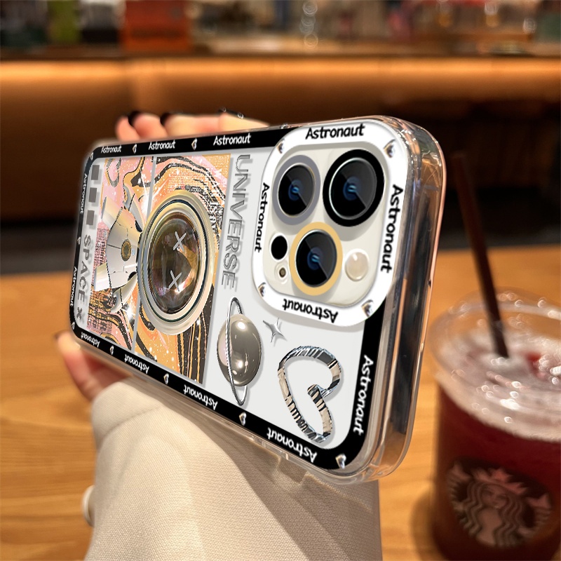 IPHONE Astronot Lucu Soft Case Kompatibel Untuk Iphone14 13 12 11 Pro Max XS XR X8 7 6S Plus Casing Ponsel Mini Transparan TPU Silikon Shockproof Cover