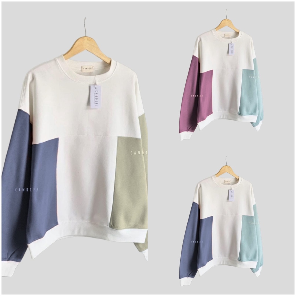 Sweater Hoodie Basic Candiez Crewneck Oversize Unisex Pria Wanita Terbaru Kekinian Viral Fuji