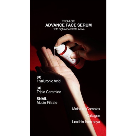 Serum Anti Aging Pro Age Advance Cegah Penuaan Dini Keriput Garis Halus Wajah Hyaluronic Acid Triple Ceramide Snail Mucin Filtrate Collagen Lecithin Soya Viva Cosmetics