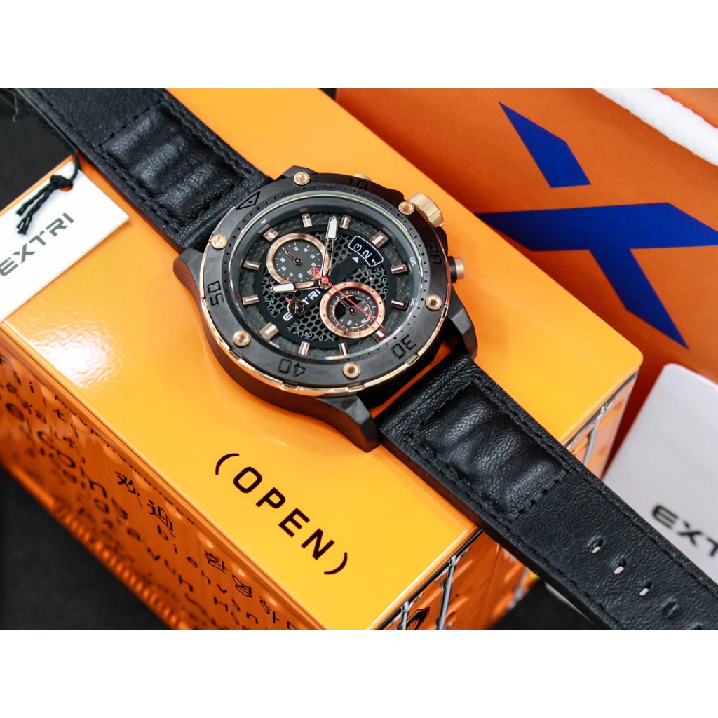 JamTangan Pria Extri X7009 Original Chronograph Aktif Water Resist