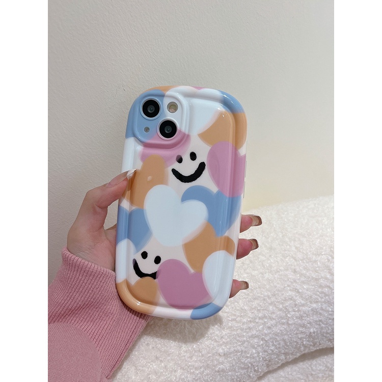 Soft Case Silikon Tebal Shockproof Motif Smile Untuk iPhone 14 13 12 11 Pro Max X Xr Xs Max 8 7 6 6s Plus SE 2020