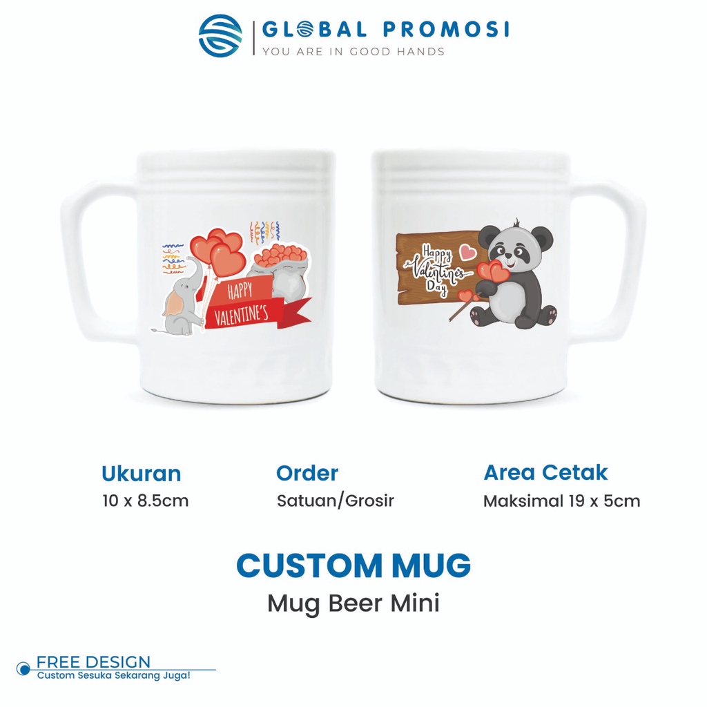 Souvenir Mug/Gelas Beer Mini BM Murah Custom Satuan/Grosiran Pengiriman Via Gojek/Grab