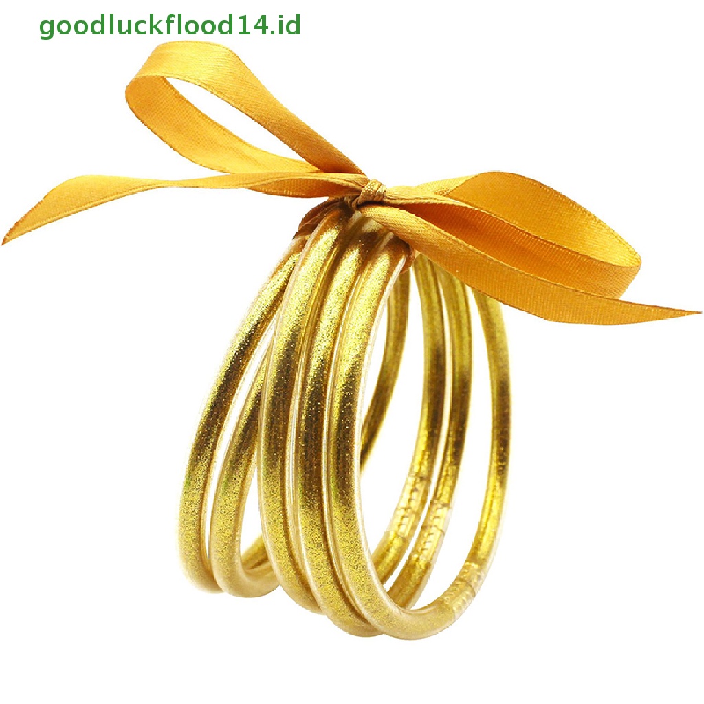 [GOOGFOUR] 1set Shiny Gold Buddhist Rush Gelang Halus Bharm Budha Gadis Gelang Silikon Plastik Glitter Jelly Budha Cahaya Gelang Hadiah [TOP]