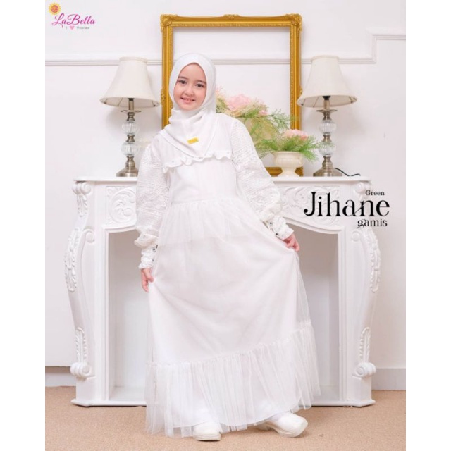 LABELLA Gamis Anak JIHANE Brokat Tutu Warna Putih