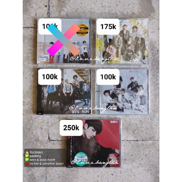 BTS cd japan Youth, Run, For you, I need u christmas, Danger changing jacket [BACA DESC]