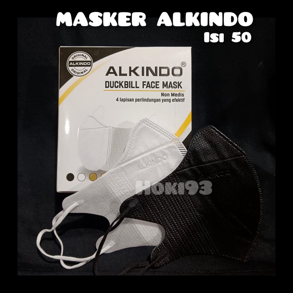 Masker DUCKBILL ALKINDO 4PLY Emboss Hitam dan Putih isi50PCS FCMask