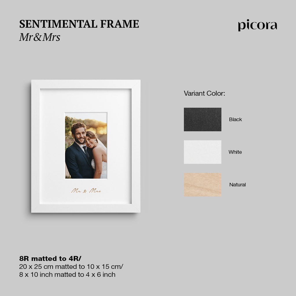 PICORA SENTIMENTAL Frame 8R Gift Bingkai Foto Kado (Mr &amp; Mrs)