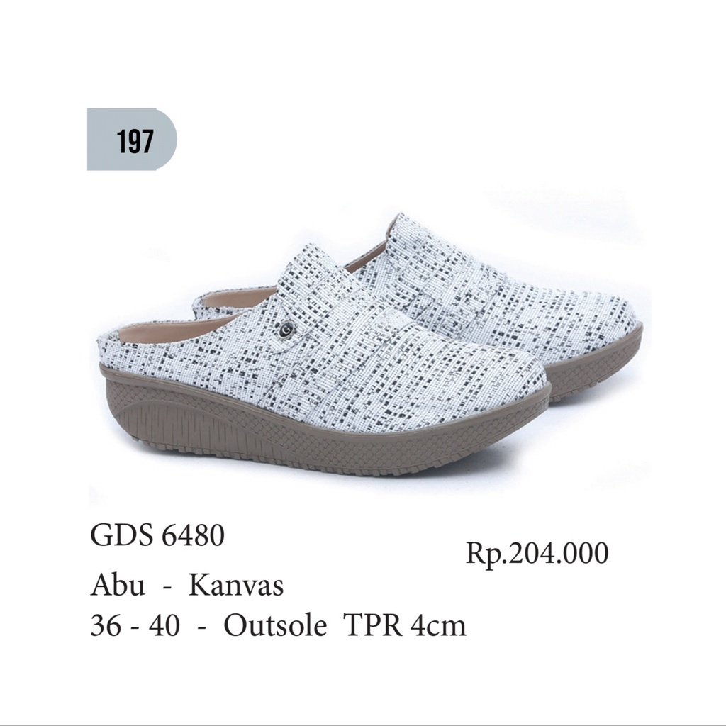 sepatu bustong slip on wanita murah hitam abu GDS 6479&amp;GDS 6480