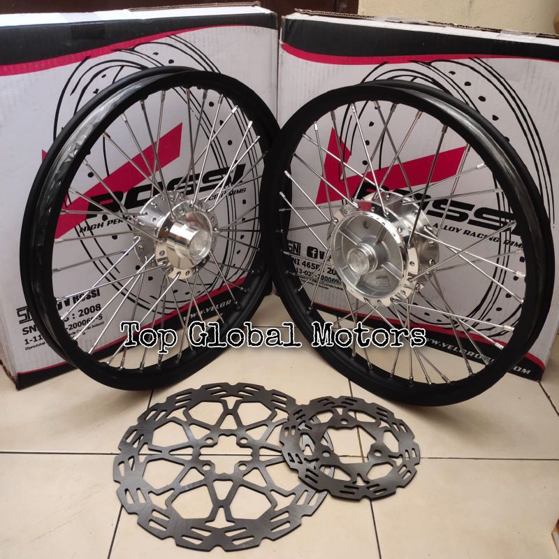 Velg Rossi Satria FU Karbu/ Injeksi Sepasang - Velg Paketan Satria FU Bonus Disc Depan Belakang