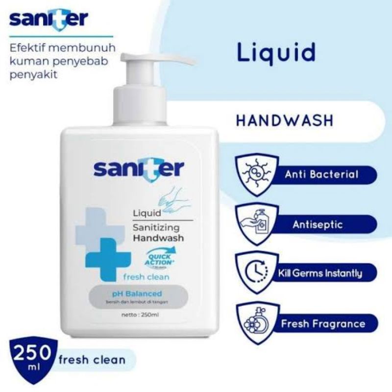 SANITER 250ML PUMP HANDWASH SABUN CUCI TANGAN PEMBERSIH TANGAN SABUN DISINFEKTAN BOTOL POMPA SANITER