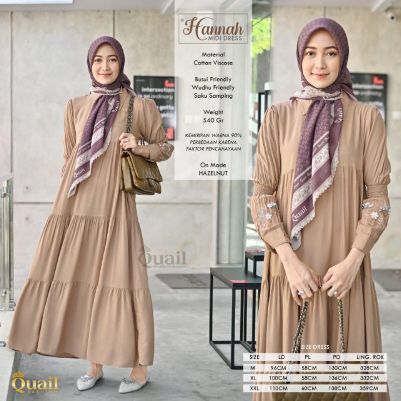 Gamis hannah midi dress ori quail