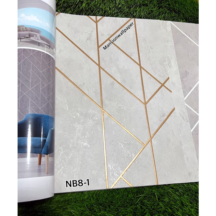 Wallpaper Wallpaper Dinding Premium Geometri Semen List Abu Hitam Coklat