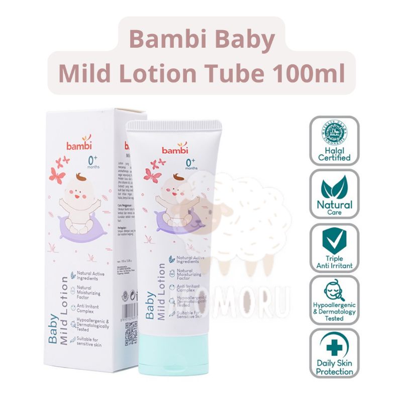 Bambi Baby Mild Lotion Tube 100ml Body Lotion Bayi Kulit Normal Sensitif